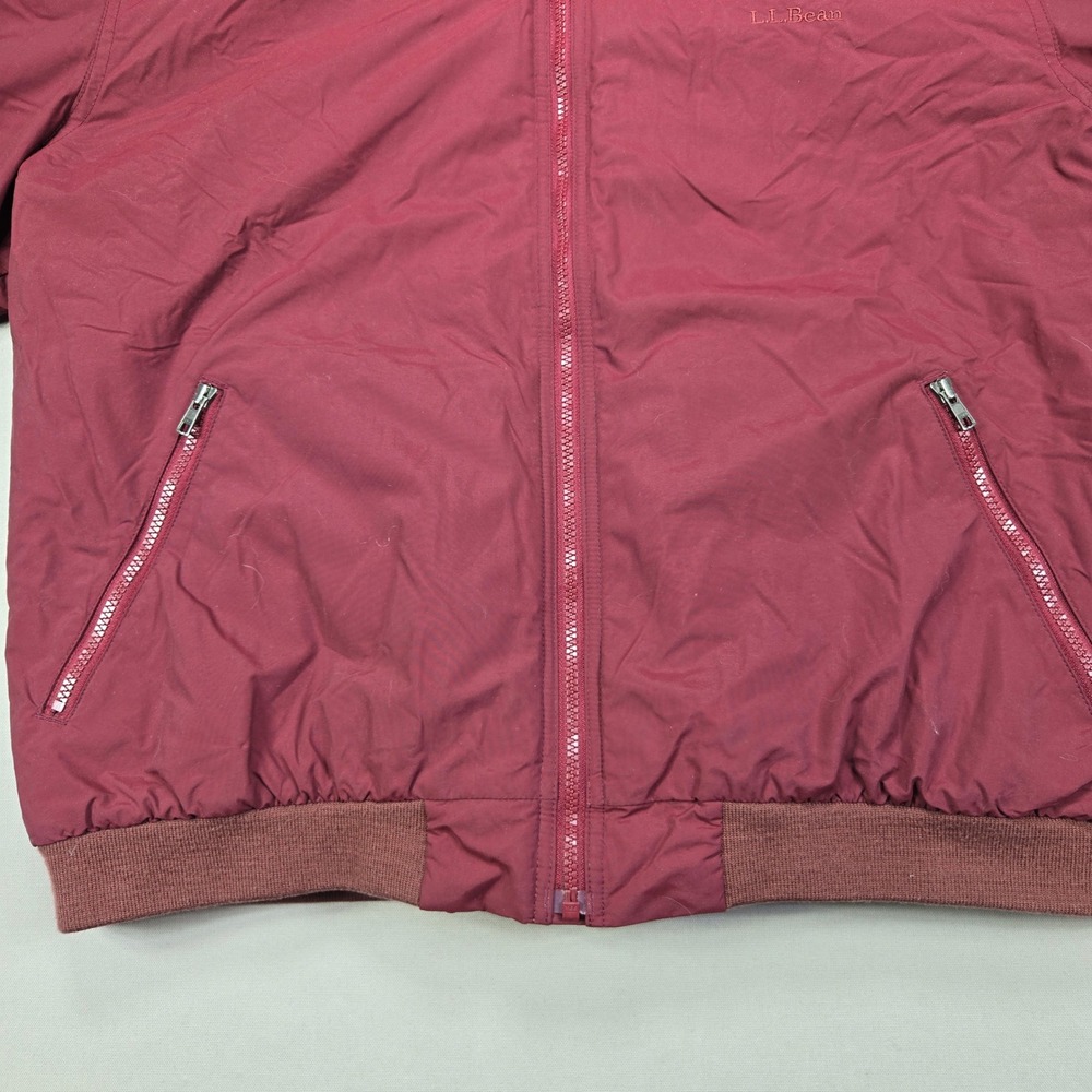 LL Bean Red Fleece Lined Bomber Jacket Mens XL Regular Insulated Thinsulate - Picture 3 of 11
